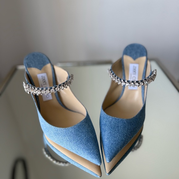New Jimmy Choo Bing 100 embellished denim mules 39 $1,095 - Picture 14 of 15